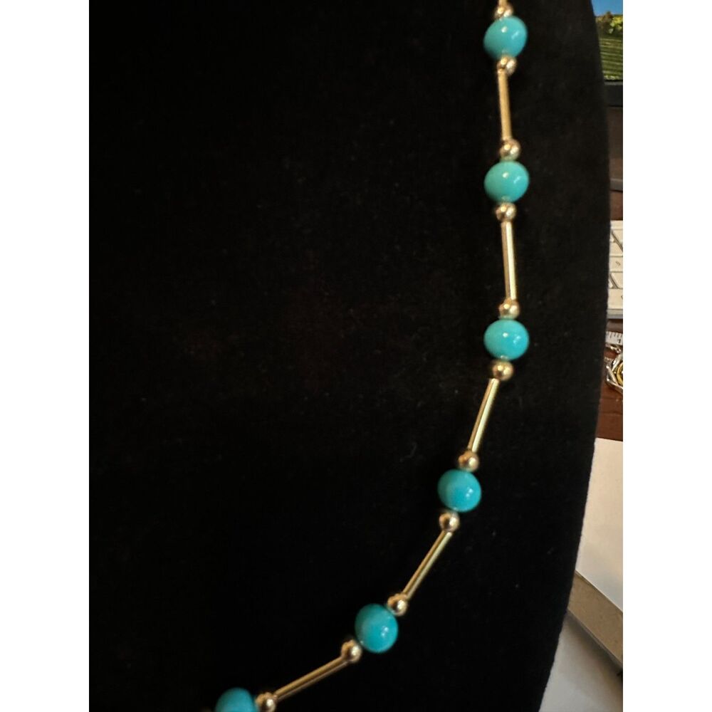 Imperial Gold Co 14K Mexico Turquoise Bead Necklace 18" 5.45g Vintage